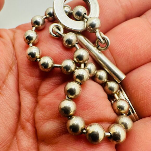 Gucci Silver Ball Chain Toggle Bracelet Sterling Silver Beaded Italian Fine Jewe - Picture 5 of 7